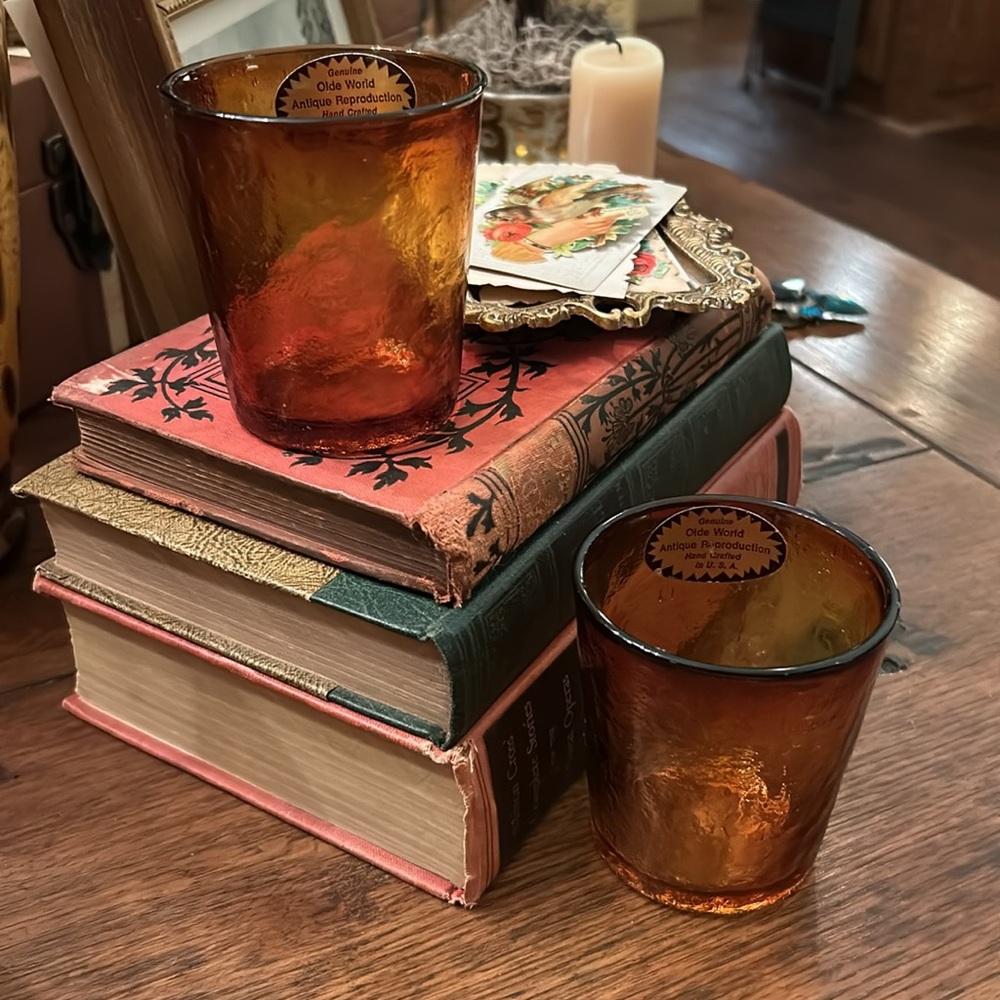 Vintage Amber Glass Tumblers - Picture 7 of 8